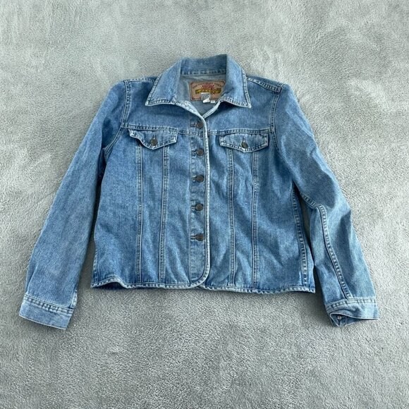 The Territory Ahead Denim Jacket L 100% Cotton Button-Front  Blue  0668 - Picture 1 of 7
